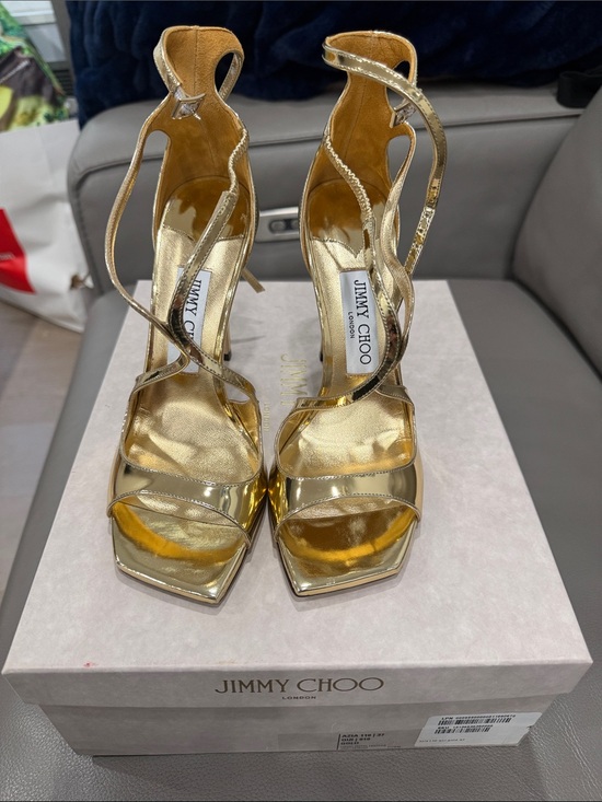 Jimmy Choo Shoes - Jimmy Choo Metallic Gold Strappy Stiletto Sandals